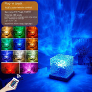 LED Water Ripple Ambient Night Light USB Rotating Projection Crystal Table Lamp RGB Dimmable Home Decoration 16 Color Gifts - Xanfro