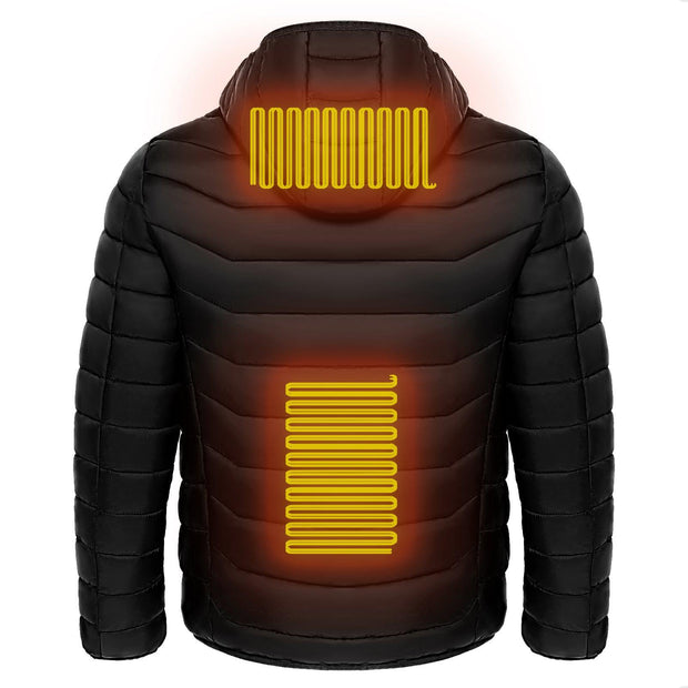 Men Heated Puffer Jacket Electric Heating Coat Insulated Hood Windbreaker 9Heat Zones - Xanfro