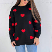 Long Sleeve Loose Heart-shaped Round Neck Sweater For Women Autumn And Winter