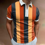 Men's POLO Shirt Striped Printed Short Sleeve T-Shirt Lapel Shirt - Xanfro