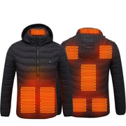 Men Heated Puffer Jacket Electric Heating Coat Insulated Hood Windbreaker 9Heat Zones - Xanfro