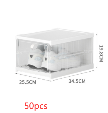 No Installation Flip Plastic Foldable Transparent Shoe Box - Xanfro