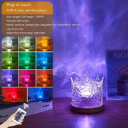 LED Water Ripple Ambient Night Light USB Rotating Projection Crystal Table Lamp RGB Dimmable Home Decoration 16 Color Gifts - Xanfro