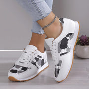 Fashoin Leopard Print Lace-up Sports Shoes For Women Sneakers Casual Running Walking Flat Shoes - Xanfro