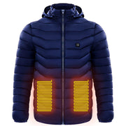 Men Heated Puffer Jacket Electric Heating Coat Insulated Hood Windbreaker 9Heat Zones - Xanfro