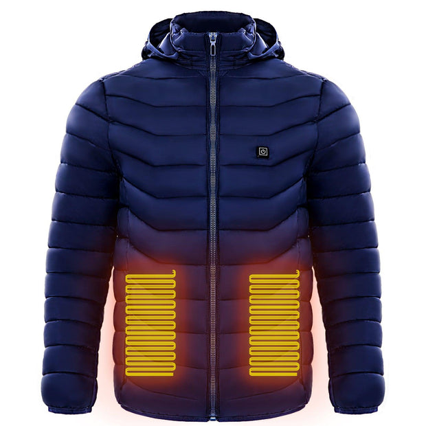 Men Heated Puffer Jacket Electric Heating Coat Insulated Hood Windbreaker 9Heat Zones - Xanfro