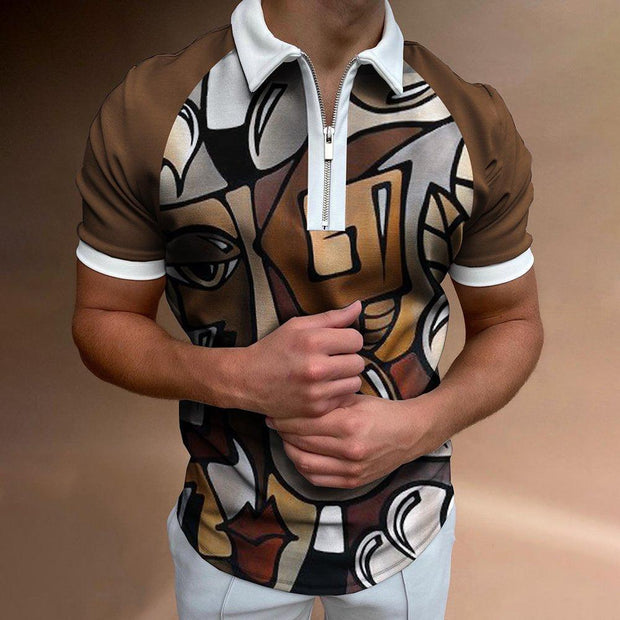 Men's POLO Shirt Striped Printed Short Sleeve T-Shirt Lapel Shirt - Xanfro