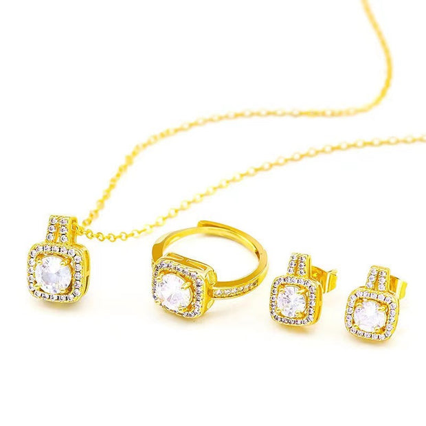 Fashion Jewelry Three-piece Fashion Micro Inlaid Zircon Suit Earrings For Women - Xanfro