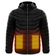 Men Heated Puffer Jacket Electric Heating Coat Insulated Hood Windbreaker 9Heat Zones - Xanfro