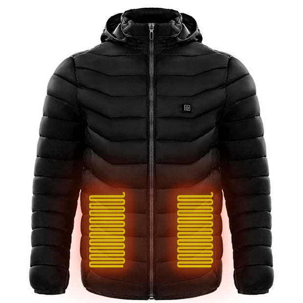 Men Heated Puffer Jacket Electric Heating Coat Insulated Hood Windbreaker 9Heat Zones - Xanfro