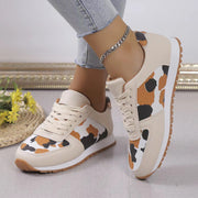 Fashoin Leopard Print Lace-up Sports Shoes For Women Sneakers Casual Running Walking Flat Shoes - Xanfro