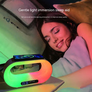 Veilleuse LED multifonction 3 en 1, contrôle par application, lampe de bureau d'ambiance RGB, chargeur sans fil intelligent multifonctionnel, réveil