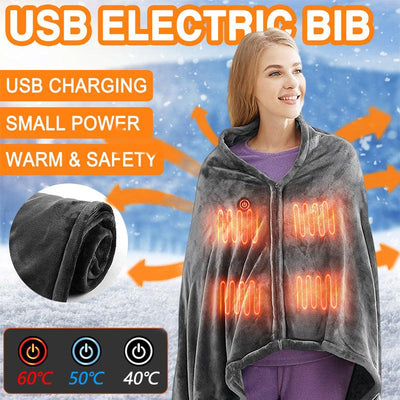 Winter Flannel Heated Blanket Cold Protection Body Warmer Usb Heated Warm Shawl Electric Heated Plush Blanket - Xanfro